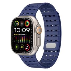 Cinturino in silicone magnetico traspirante bicolore per Apple Watch 46 mm / 49 mm / 45 mm / 44 mm (blu scuro)