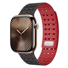 Cinturino in silicone magnetico traspirante bicolore per Apple Watch 42 mm / 41 mm / 40 mm / 38 mm (nero e rosso)