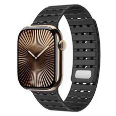 Cinturino in silicone magnetico traspirante bicolore per Apple Watch 42 mm / 41 mm / 40 mm / 38 mm (nero)