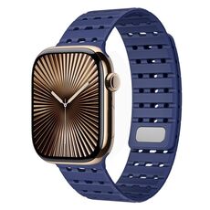 Cinturino in silicone magnetico traspirante bicolore per Apple Watch 42 mm / 41 mm / 40 mm / 38 mm (blu scuro)