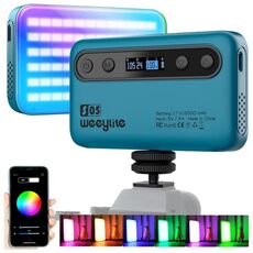 Lampada di riempimento portatile Weeylite S05 per telefono con controllo tramite app, video in streaming live, fotografia, luce di riempimento RGB a colori (blu)