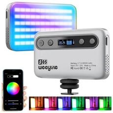 Lampada di riempimento portatile Weeylite S05 con controllo tramite app per telefono, video in streaming live, fotografia, luce di riempimento RGB a colori (grigio)