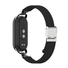 Cinturino per orologio intrecciato in nylon a due sezioni con testa in metallo per Xiaomi Smart Band 10/9/8 (nero)