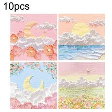 H034 10 set di adesivi decorativi per promemoria a strappo con blocco note a strappo (serie Misty Cloud Peak casuale)