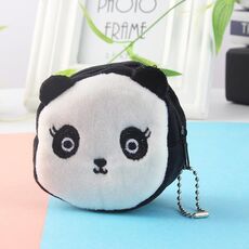 Portamonete chiave tridimensionale in peluche per bambini 2 pezzi (panda)