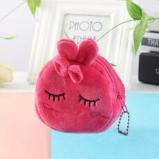 Portamonete chiave tridimensionale in peluche per bambini 2 pezzi (coniglio timido)
