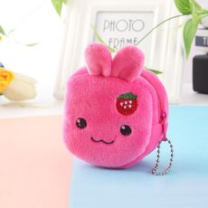 Portamonete chiave tridimensionale in peluche per bambini 2 pezzi (coniglio fragola)