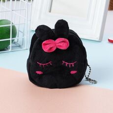 Portamonete chiave tridimensionale in peluche per bambini 2 pezzi (coniglio nero)