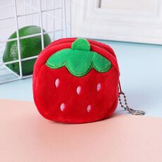 Portamonete chiave tridimensionale in peluche per bambini 2 pezzi (fragola rossa)