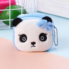 Portamonete con chiave tridimensionale in peluche per bambini 2 pezzi (Panda blu)