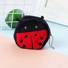 Portamonete chiave tridimensionale in peluche da 2 pezzi per bambini (Coccinella)