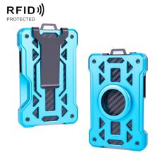 Per AirTag Tracker Card Holder Portafoglio RFID antifurto in metallo (modello A blu)