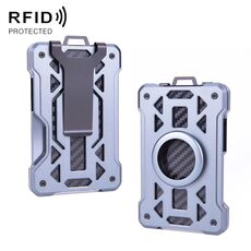 Per AirTag Tracker Card Holder Portafoglio RFID antifurto in metallo (modello A grigio)