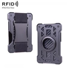 Per AirTag Tracker Card Holder Portafoglio RFID antifurto in metallo (modello B nero)