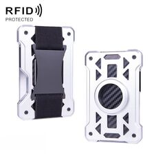 Per AirTag Tracker Card Holder Portafoglio RFID antifurto in metallo (modello B argento)