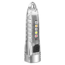 V1 Portachiavi Lanterna Mini Torcia Elettrica Torcia Multifunzionale per Esterni Domestici (Bianco Trasparente)