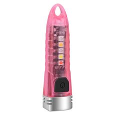 V1 Portachiavi Lanterna Mini Torcia Elettrica Torcia Multifunzionale per Esterni Domestici (Rosa Trasparente)