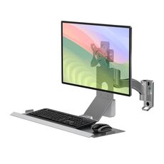 Supporto per monitor, supporto da parete per apparecchiature industriali, supporto tutto in uno per mouse e tastiera, stile: WKS-2, vassoio 21x60 cm, argento