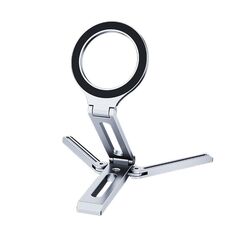 Supporto per telefono con treppiede magnetico pieghevole, supporto da scrivania per smartphone (argento)
