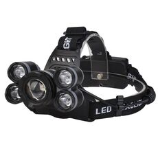 Faro da pesca notturno da campeggio a lungo raggio ricaricabile USB da 5 LED