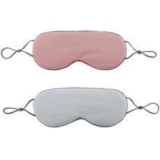 2pcs maschera per gli occhi del sonno a doppia faccia fasciatura elastica viaggio visiera (rosa loto + grigio chiaro blu)