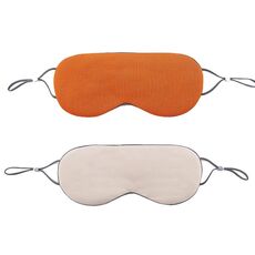 2pcs maschera per gli occhi del sonno a doppia faccia fasciatura elastica visiera da viaggio (arancione attivo + marrone avorio)