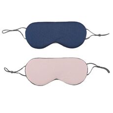 2pcs maschera per gli occhi del sonno a doppia faccia fasciatura elastica visiera da viaggio (profondo blu + rosa)
