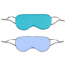 2pcs maschera per gli occhi del sonno a doppia faccia fasciatura elastica viaggio visiera (blu + cielo blu)