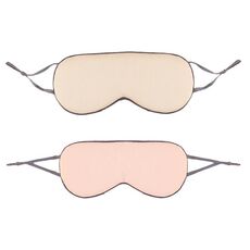 2pcs maschera per gli occhi del sonno a doppia faccia fasciatura elastica viaggio visiera (beige + rosa poco profondo)