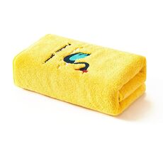 Asciugamano ricamato in cartone animato in pile di corallo Asciugamano assorbente morbido ispessito per bambini(giallo)