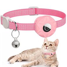 Per AirTag Tracker Custodia in silicone Collare riflettente per gatti con campana (rosa)