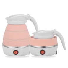 Bollitore elettrico portatile pieghevole in silicone per viaggi domestici Spina europea 220V (rosa)