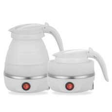 Bollitore elettrico portatile pieghevole in silicone per spina UK da viaggio per uso domestico (bianco)