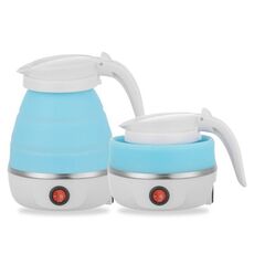 Bollitore elettrico portatile pieghevole in silicone per spina UK da viaggio per uso domestico (blu)