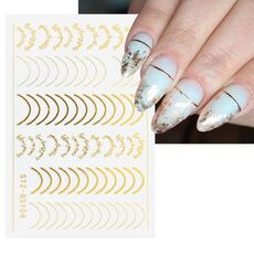 10pcs adesivi per manicure in argento dorato adesivi per unghie adesivi in ​​metallo imitazione (Stz-GS104 oro)