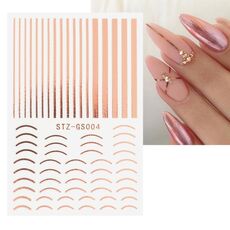 10pcs adesivi per manicure in argento dorato adesivi per unghie adesivi in ​​metallo imitazione (Stz-GS004 oro rosa)