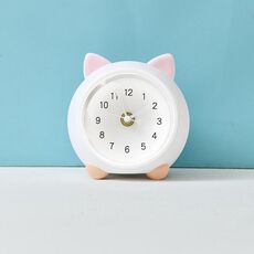Salvadanaio animale da tavolo con orologio da cartone animato a luce notturna a LED (gatto)