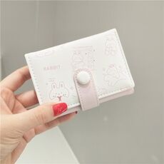 Portafoglio stampato con simpatico orso cartone animato Portafoglio corto ripiegabile con fibbia di grande capacità (rosa)