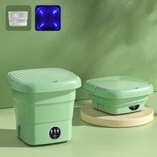 Mini lavabiancheria per lavatrice portatile pieghevole da 4,5 litri, colore: verde frutta + luce blu antibatterica (spina UK)