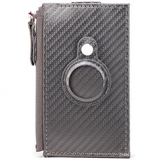 Per Airtag Tracker Case Portafoglio porta carte di credito in fibra di carbonio (grigio)