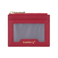 Baellerry Porta carte d'identità leggero e sottile Porta carte d'identità Portamonete multifunzionale (rosso)