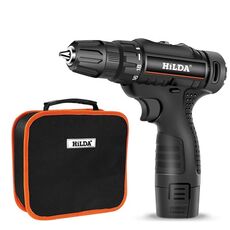 Trapano elettrico HILDA Home 12V agli ioni di litio con caricabatterie e batteria, spina europea, modello: imballaggio in tessuto