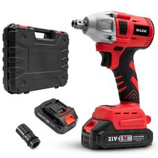 Parti di riparazione al litio per chiavi motorizzate HILDA con presa da 22 mm, spina europea, modello: rosso con 2 batterie + 1 caricabatterie (1500 mAh)