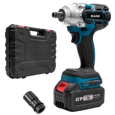 Parti di riparazione al litio per chiavi motorizzate HILDA con presa da 22 mm, spina americana, modello: blu con 1 batteria + 1 caricabatterie (3000 mAh)