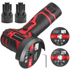 HILDA 12V 3 pollici smerigliatrice angolare agli ioni di litio per la casa tagliatrice e levigatrice, spina americana, modello: confezione in plastica con 2 batterie