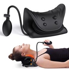 Cuscino per massaggio al collo Dispositivo di trazione cervicale per rilassare le spalle con airbag (nero)