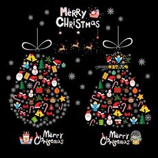 Decorazioni natalizie per finestre Poster Adesivi murali in vetro con Babbo Natale Alce Fiocco di neve, Stile: SD-01 45x60 cm