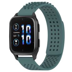 Per cinturino in silicone traspirante con punti 3D Garmin Forerunner Sq2 Music, fori da 20 mm (verde oliva)