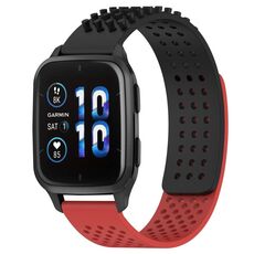 Per cinturino in silicone traspirante con punti 3D Garmin Forerunner Sq2 Music da 20 mm (nero + rosso)