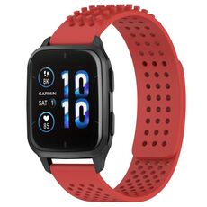 Per cinturino in silicone traspirante con punti 3D Garmin Forerunner Sq2 Music, fori da 20 mm (rosso)